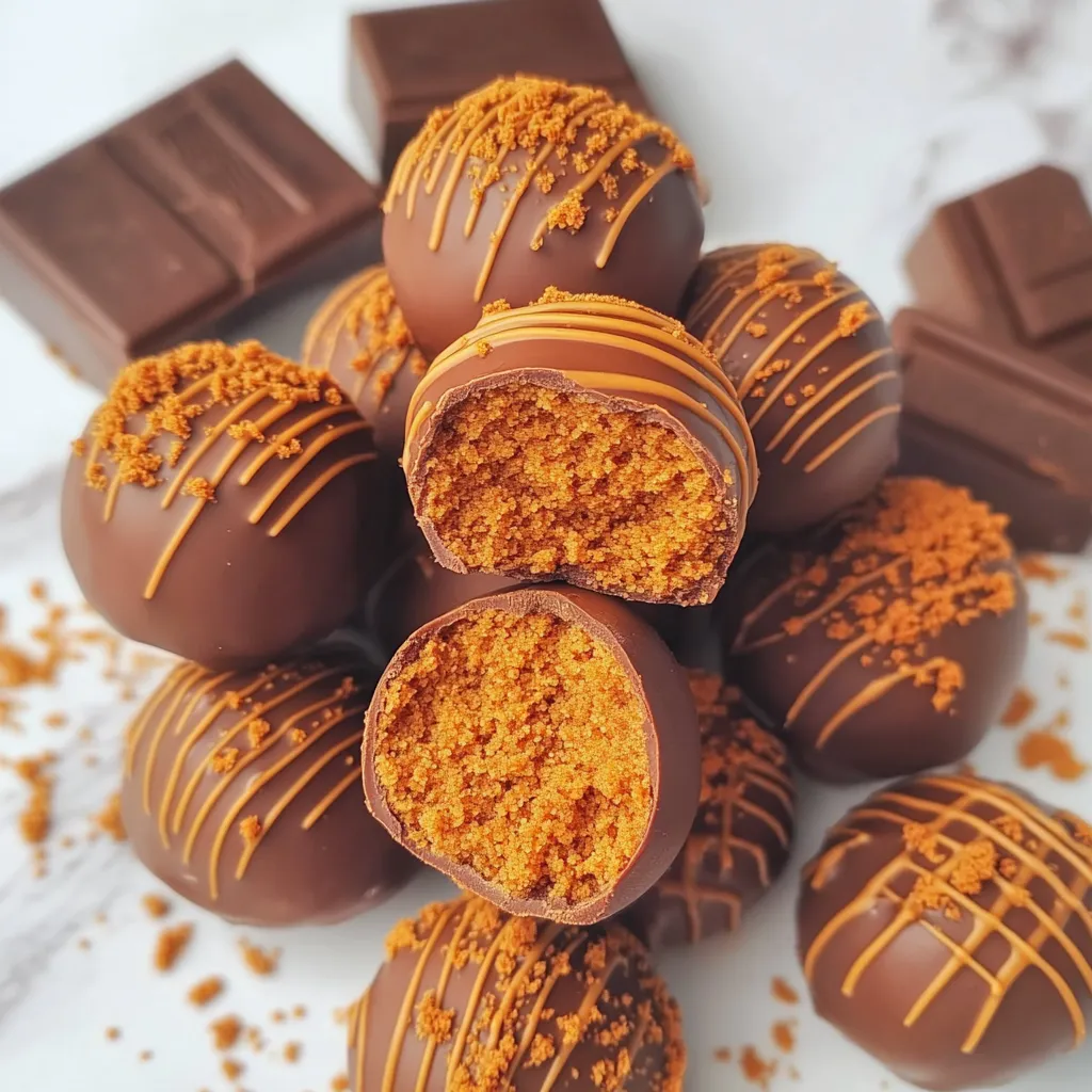 A pile of chocolate truffles with orange sprinkles.