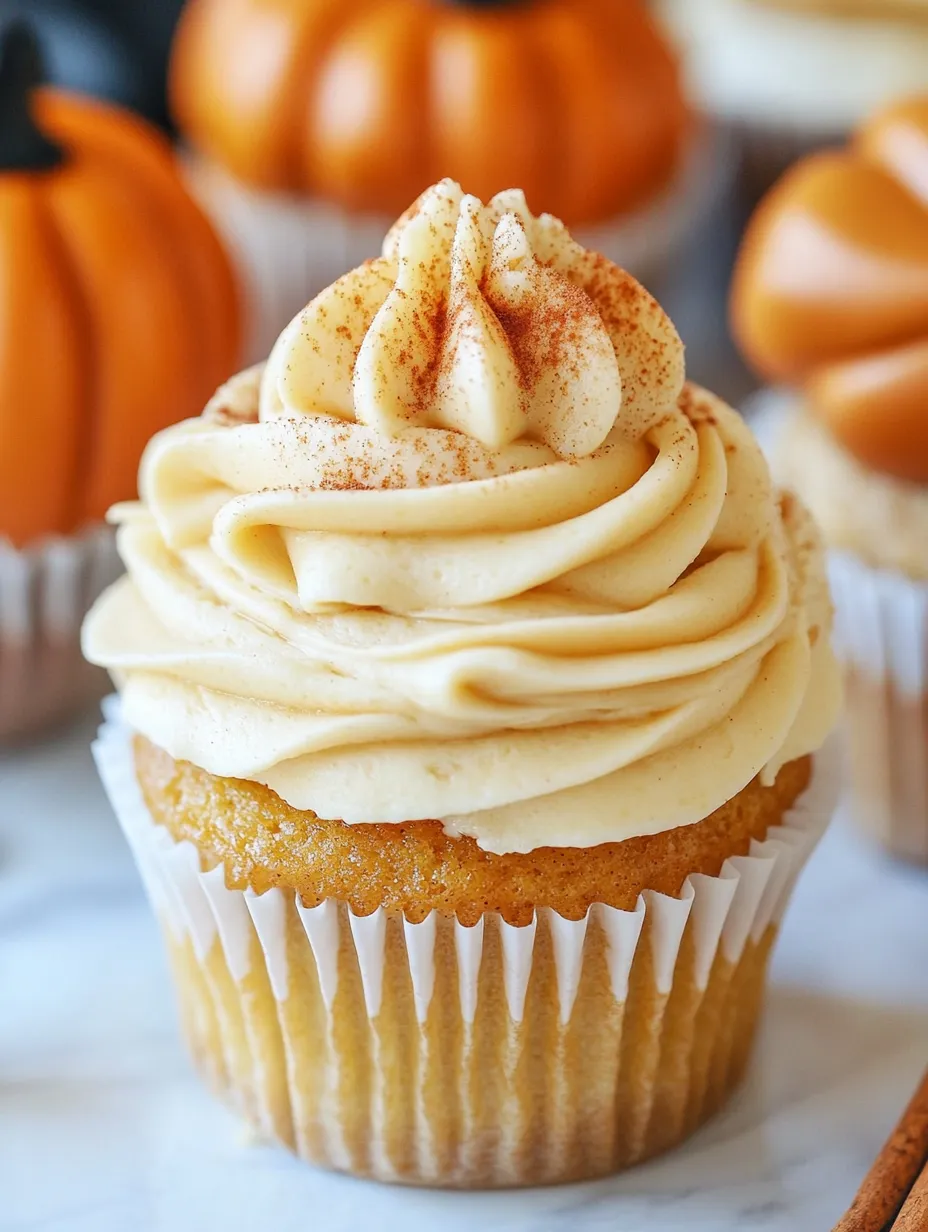 A cupcake with a pumpkin on top.