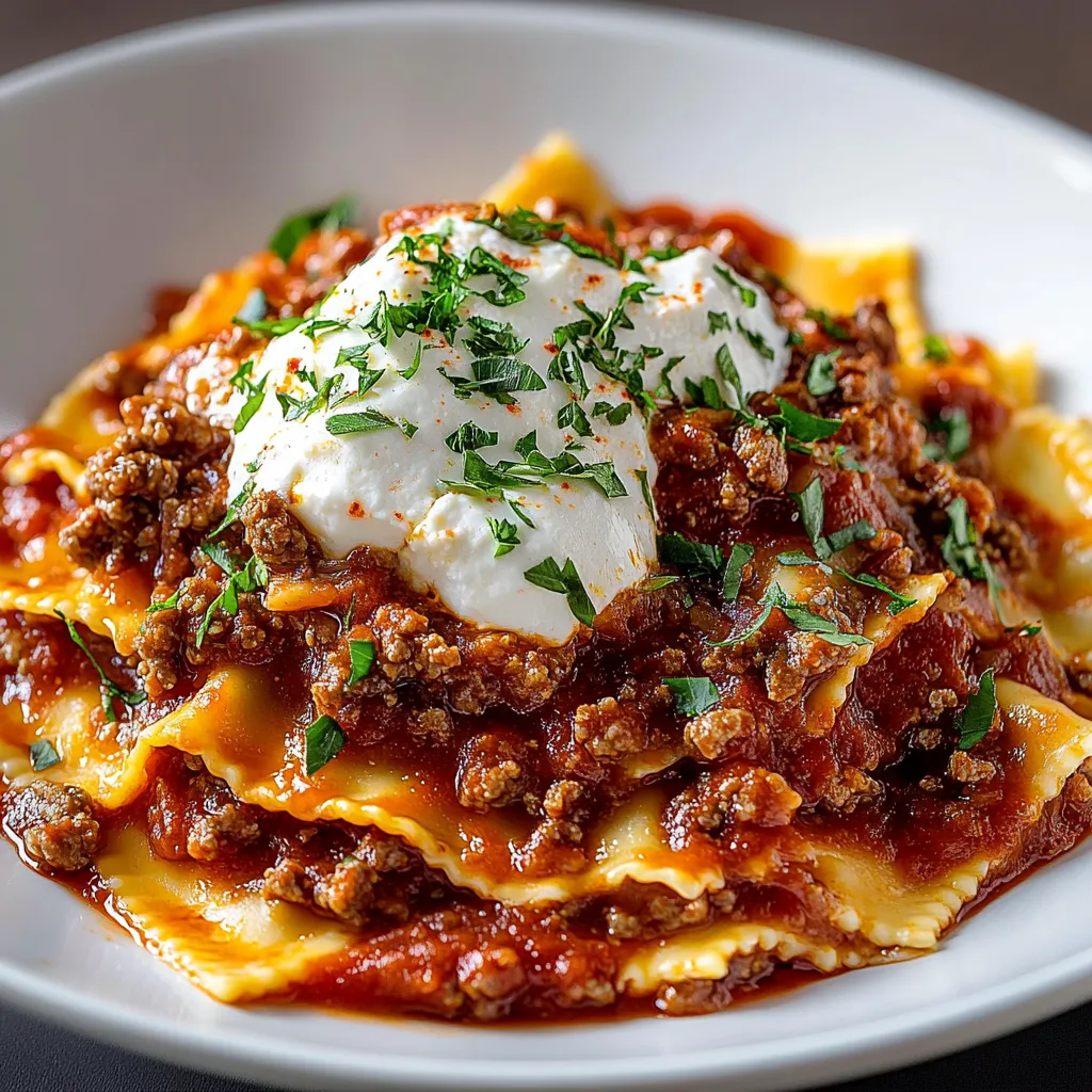 A plate of pasta with a white sauce on top.