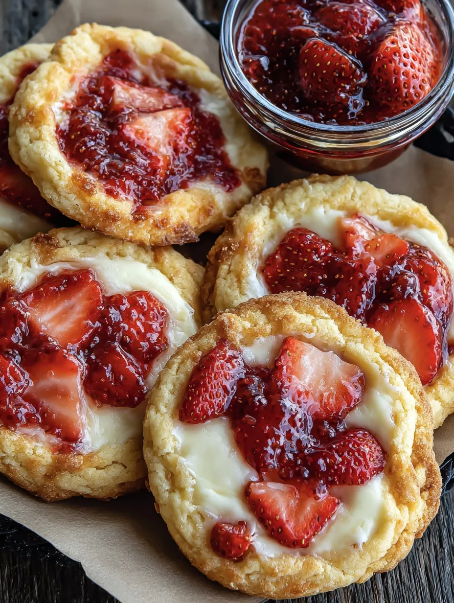 A plate of strawberry cheesecake cookies.