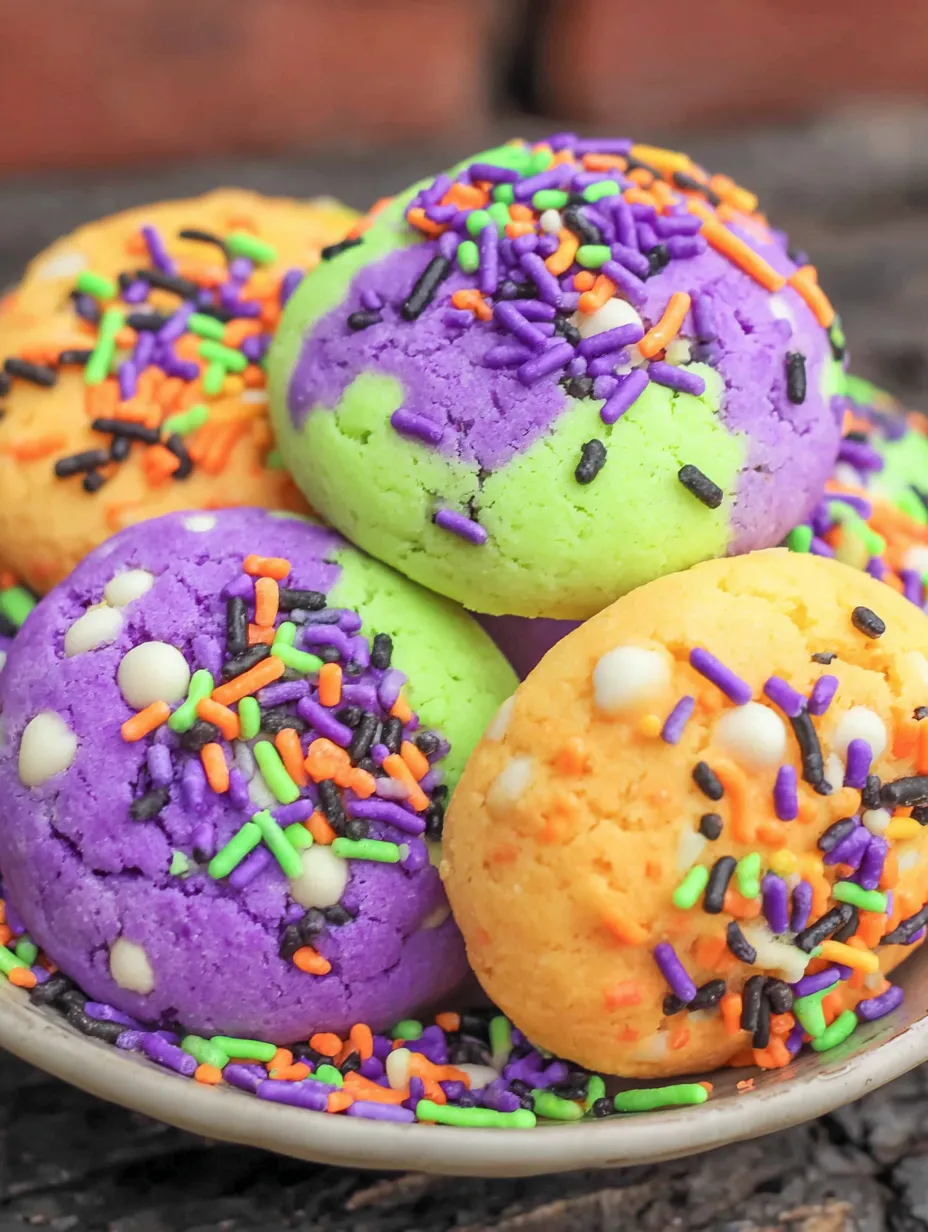 A bowl of colorful cookies with sprinkles.