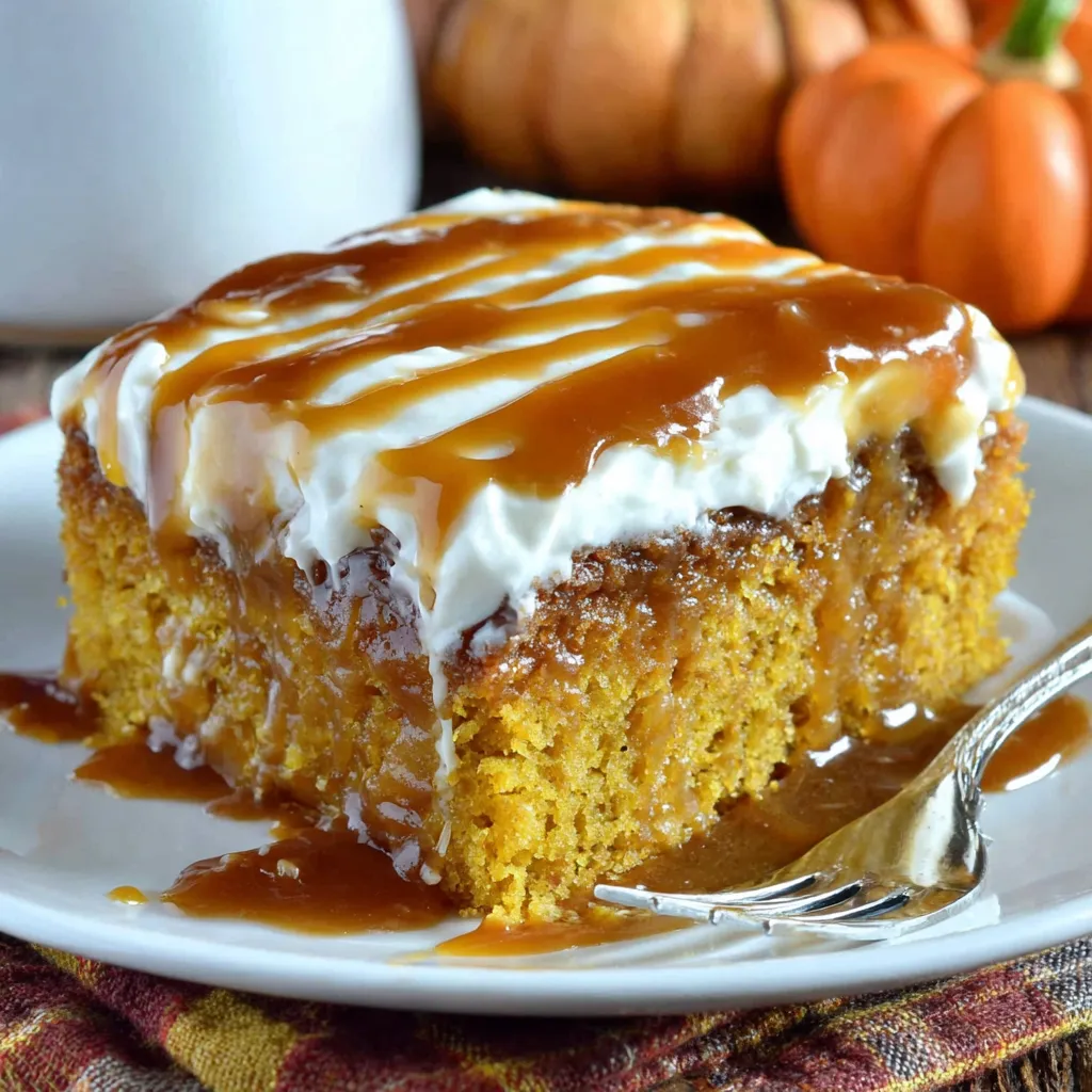 A slice of Salted Caramel Pumpkin Cake.