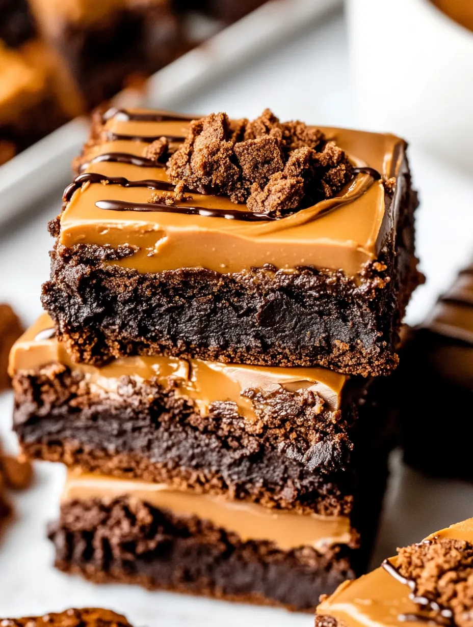 A close up of a delicious fudgy biscoff brownies.