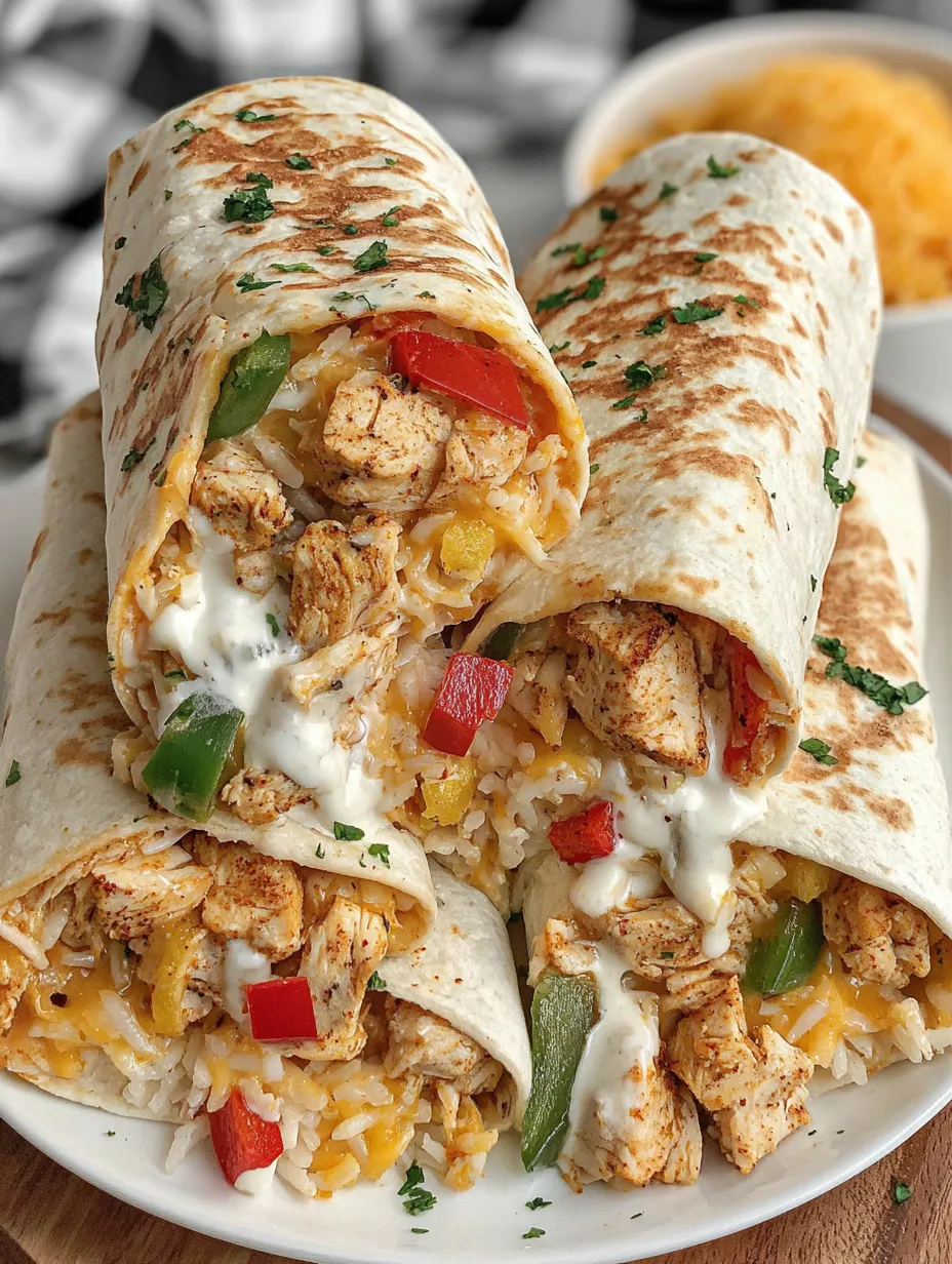 Two chicken bell pepper ranch burritos.