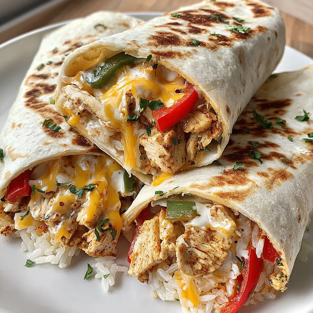 A plate of chicken bell pepper ranch burritos.