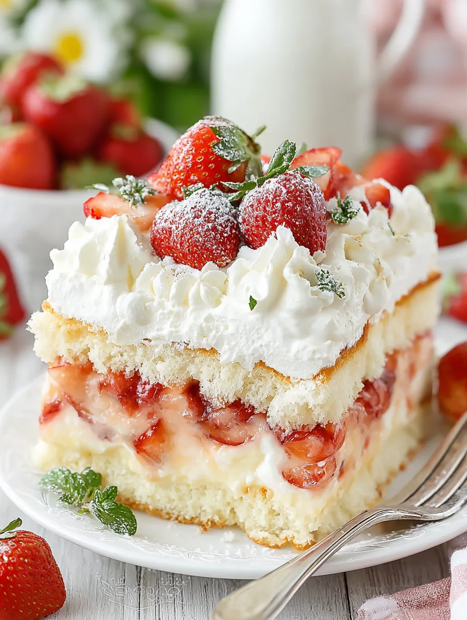 A slice of Strawberry Heaven On Earth Cake.