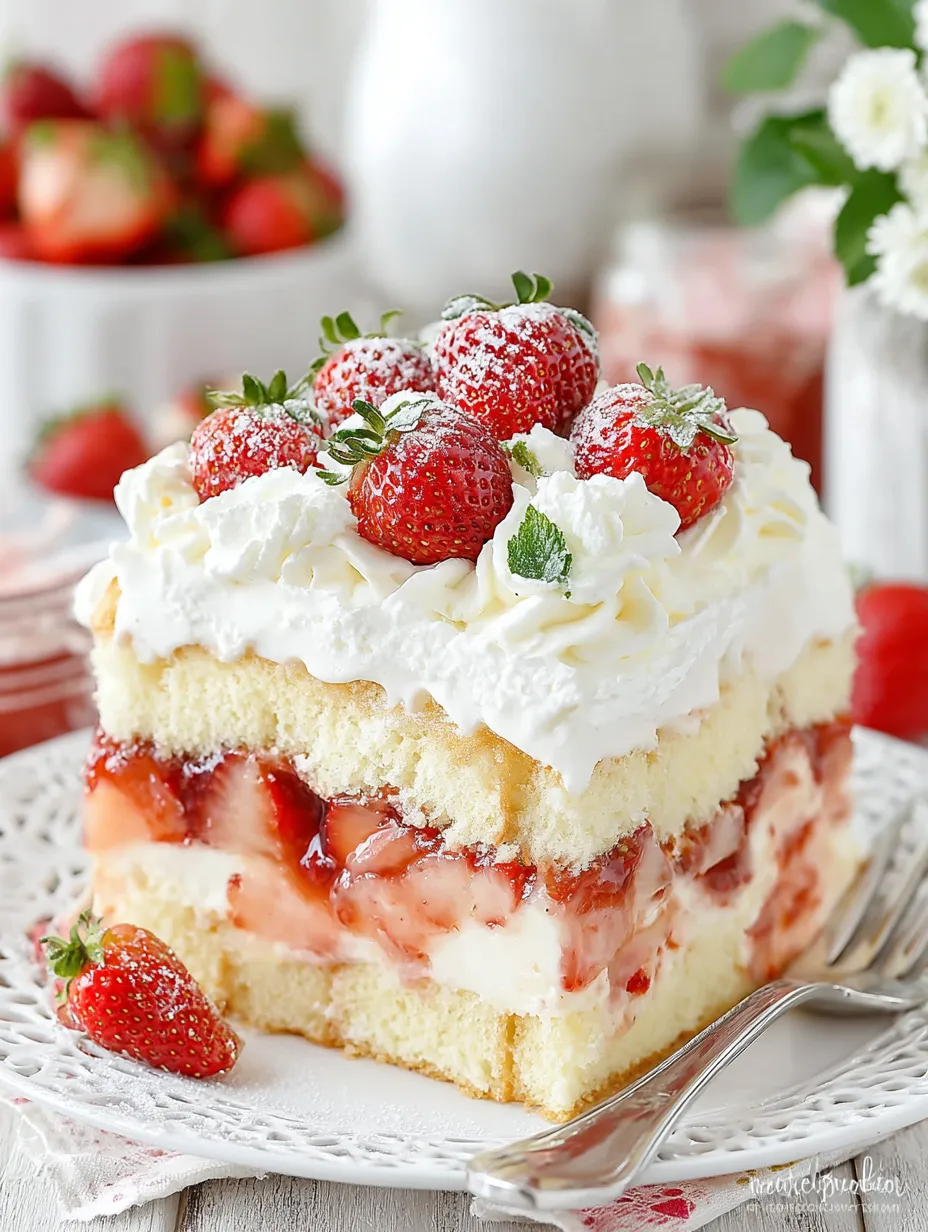 A slice of Strawberry Heaven On Earth Cake.