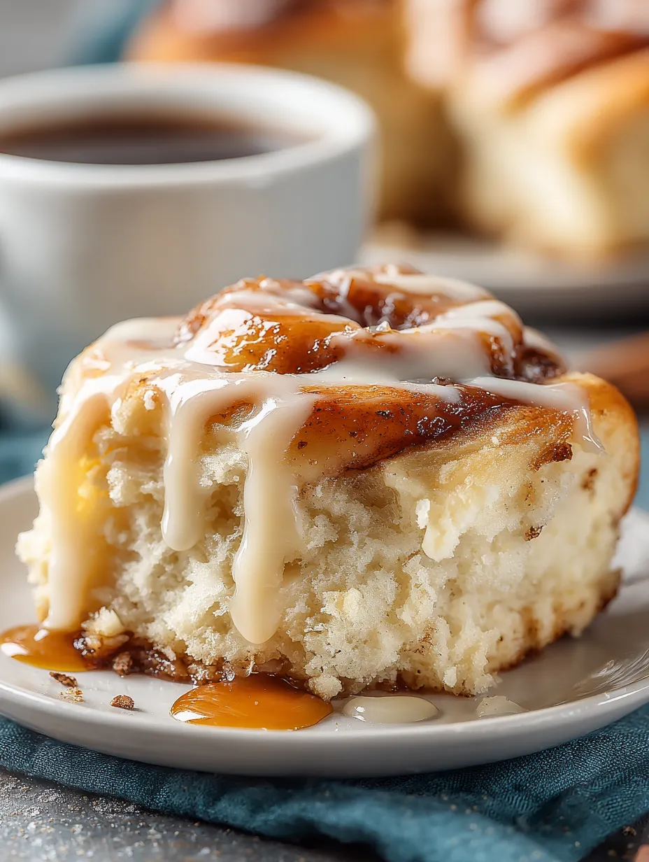 A slice of apple cider cinnamon rolls.