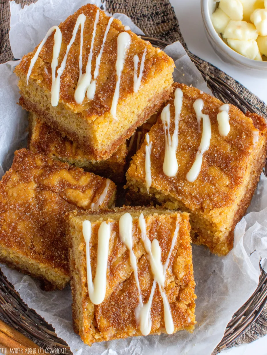 A plate of cinnamon sugar blondies.