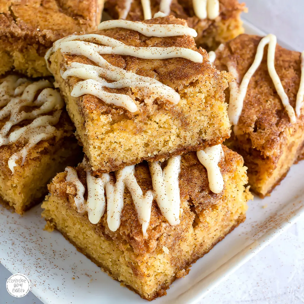 A plate of cinnamon sugar blondies.
