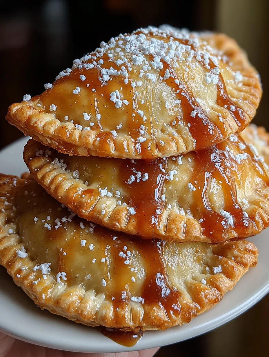 A stack of air fryer apple hand pies.