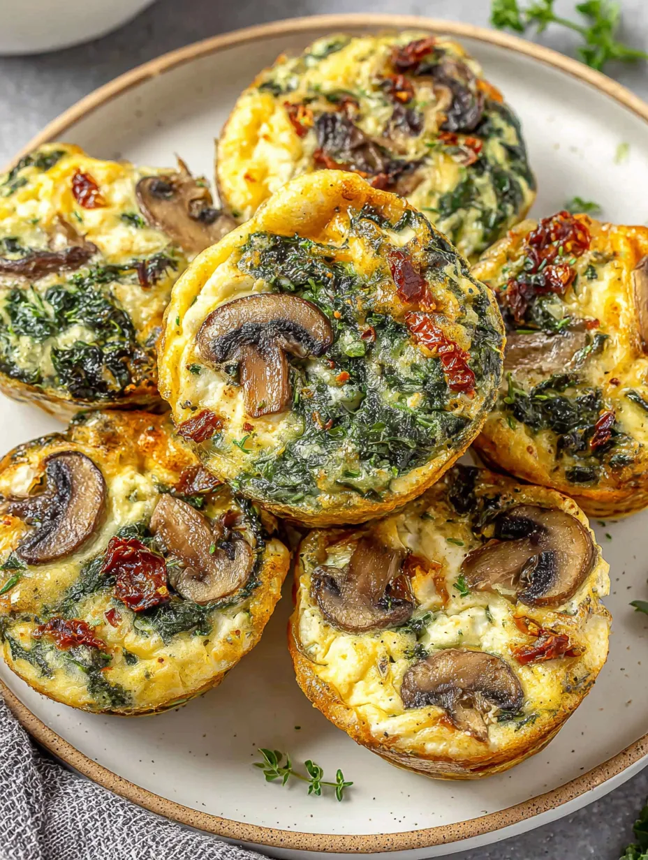 A plate of kale and mushroom egg bites.