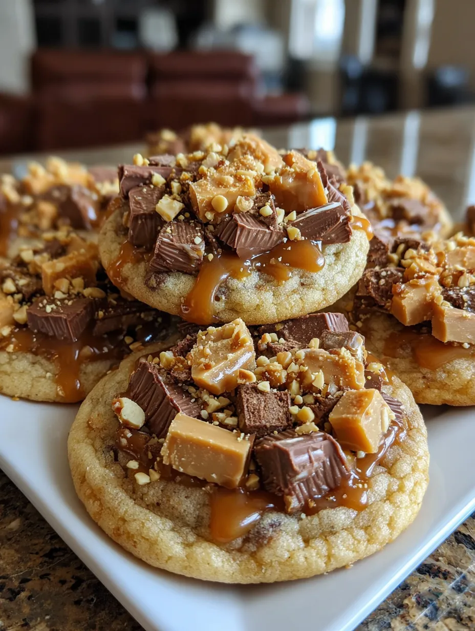 A plate of Butterfinger Caramel Crunch Cookies.