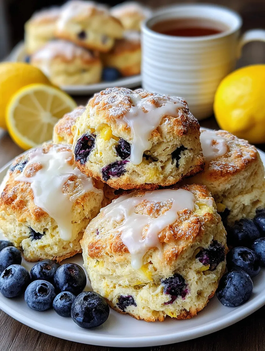 A plate of blueberry lemon scones.