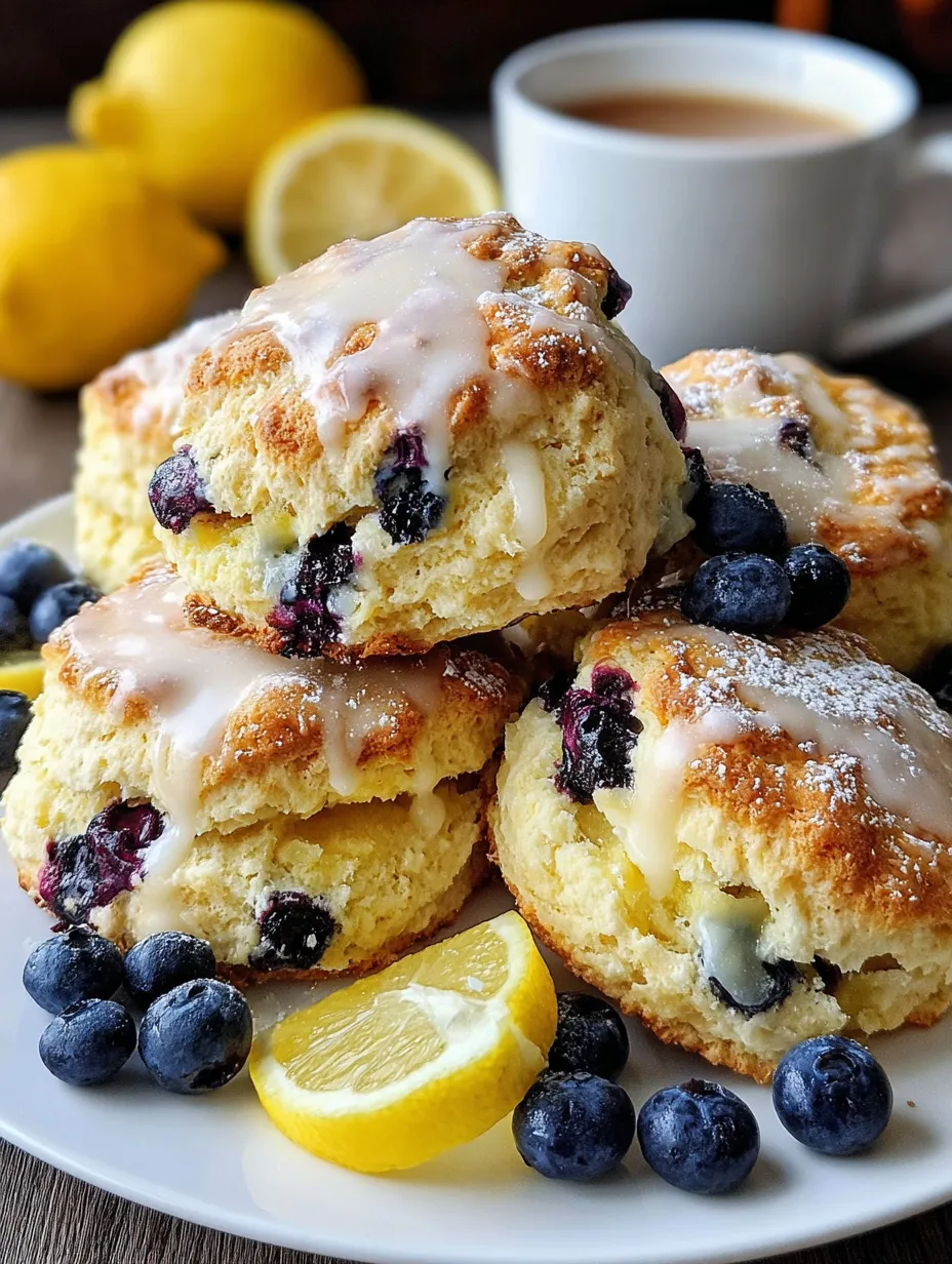 A stack of blueberry lemon scones.