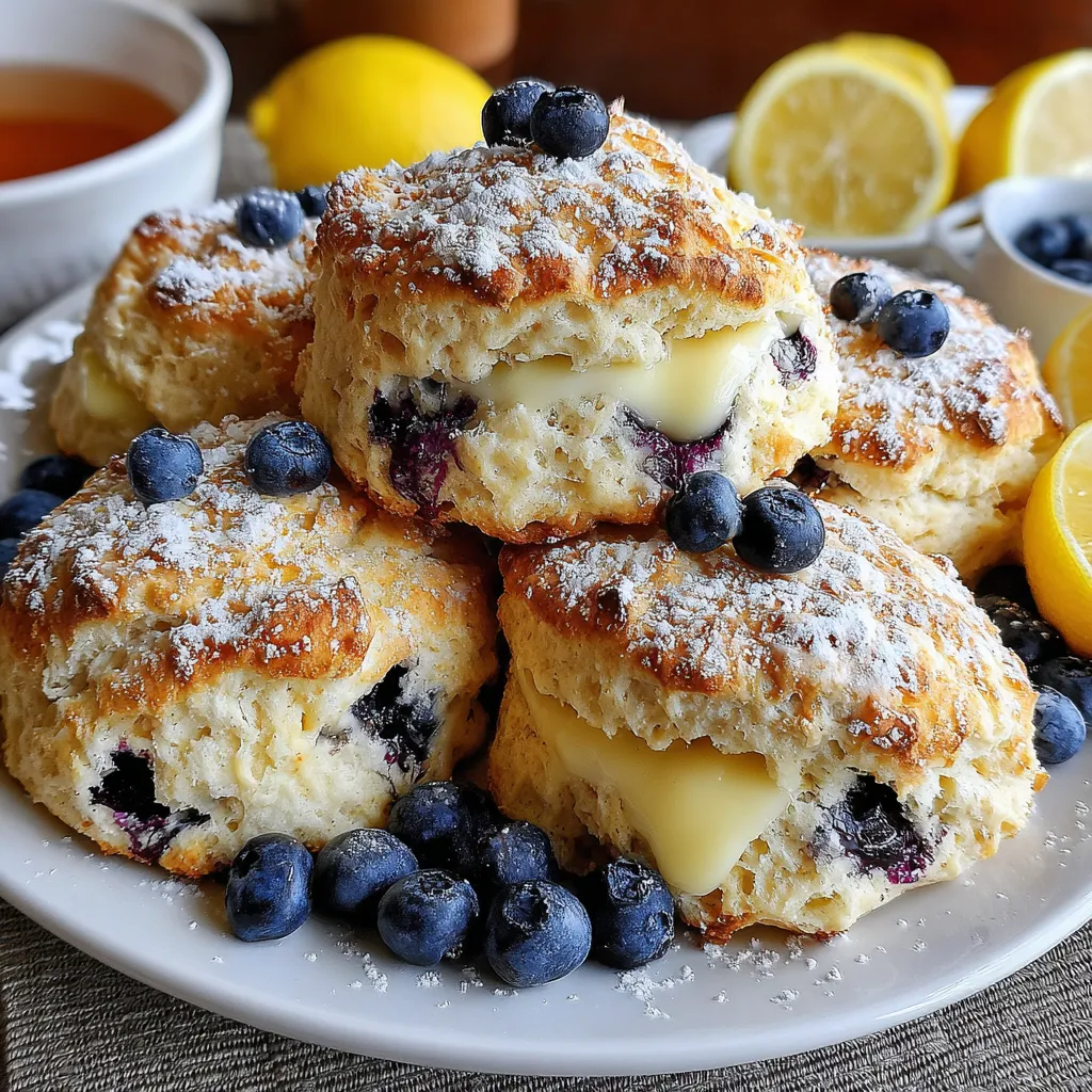 A plate of blueberry lemon scones.