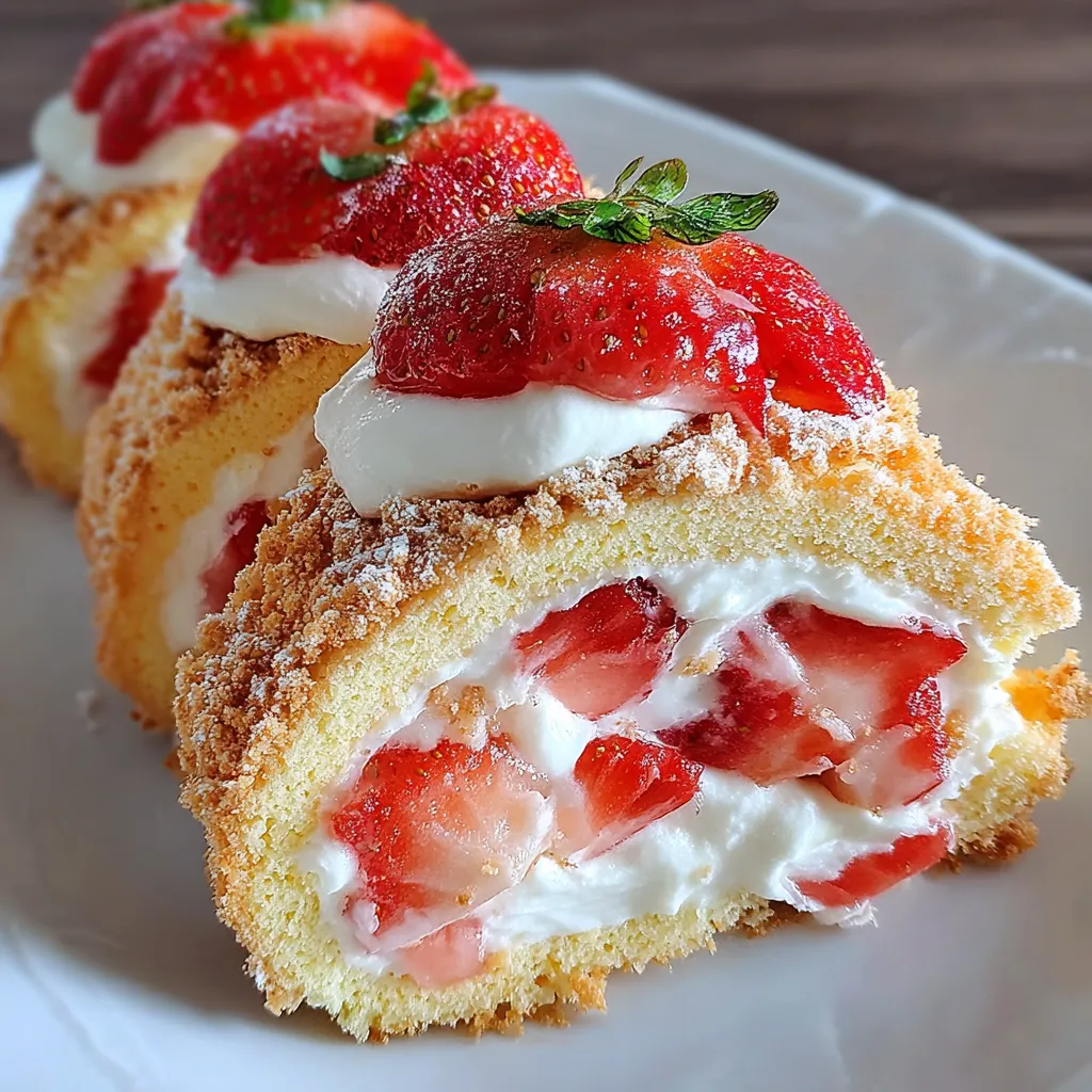 A plate of strawberry shortcake cheesecake rolls.