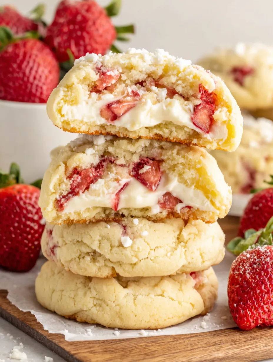 Strawberry cheesecake cookies are soft and delicious.