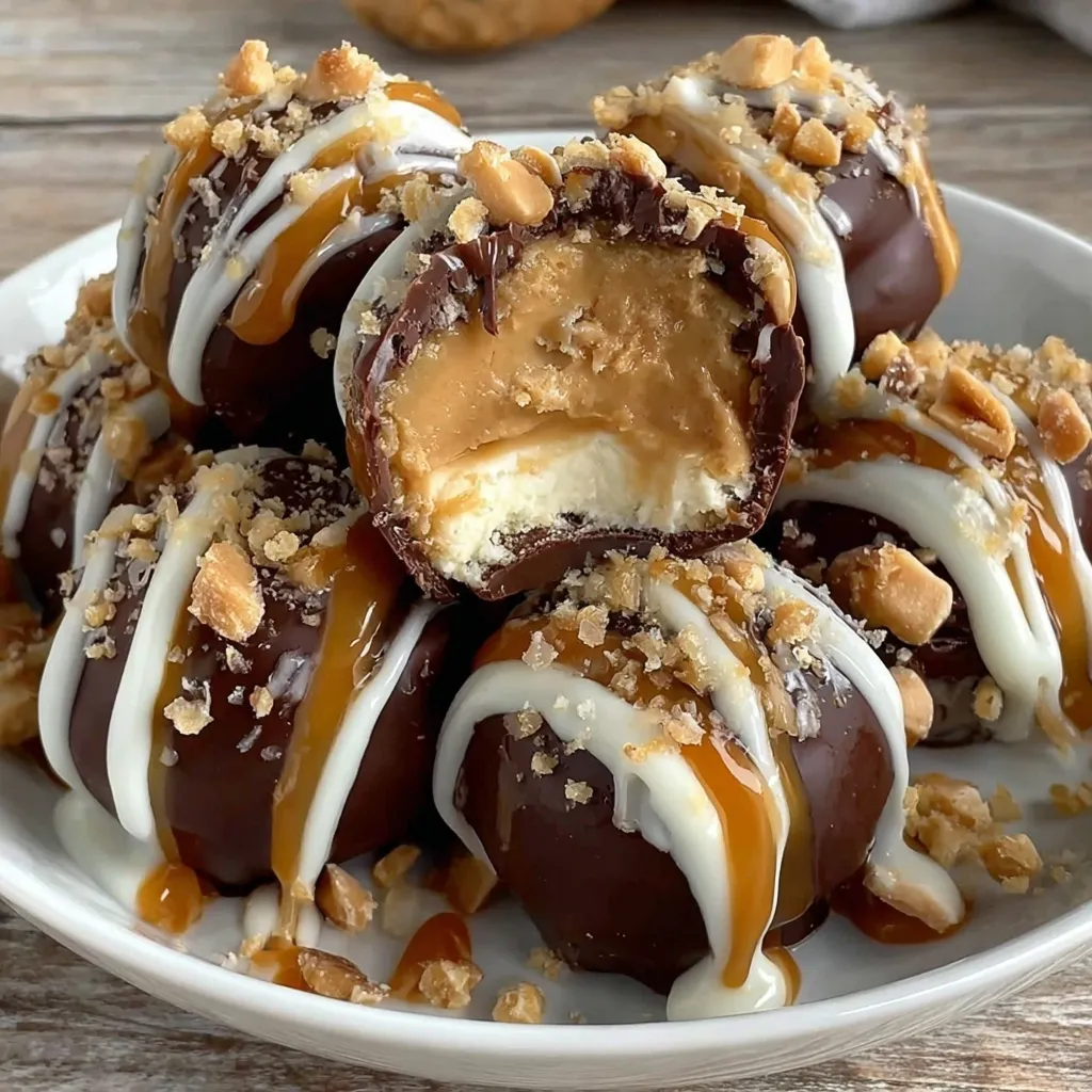 A plate of peanut butter cheesecake balls.