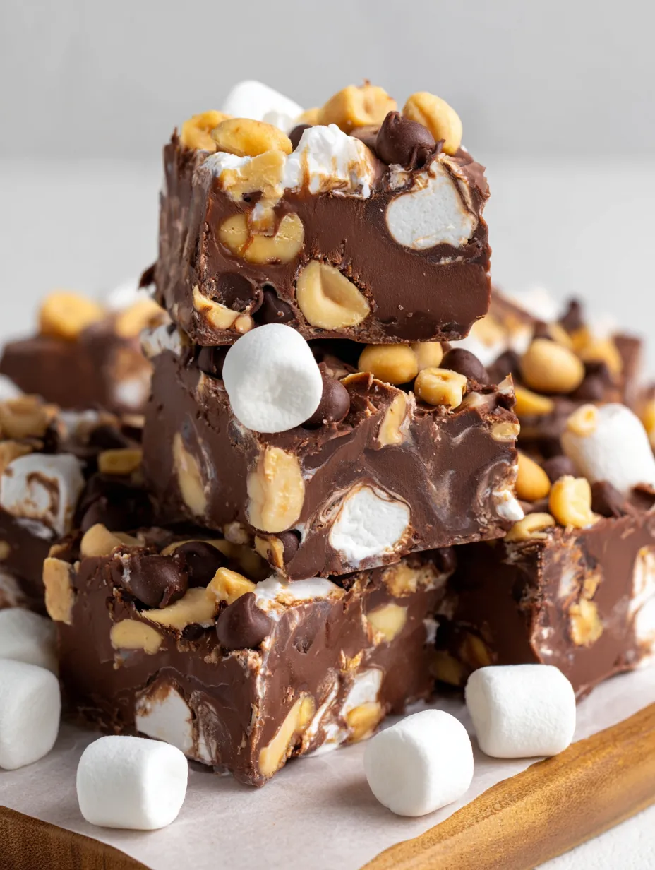 A stack of Rocky Road Fudge.