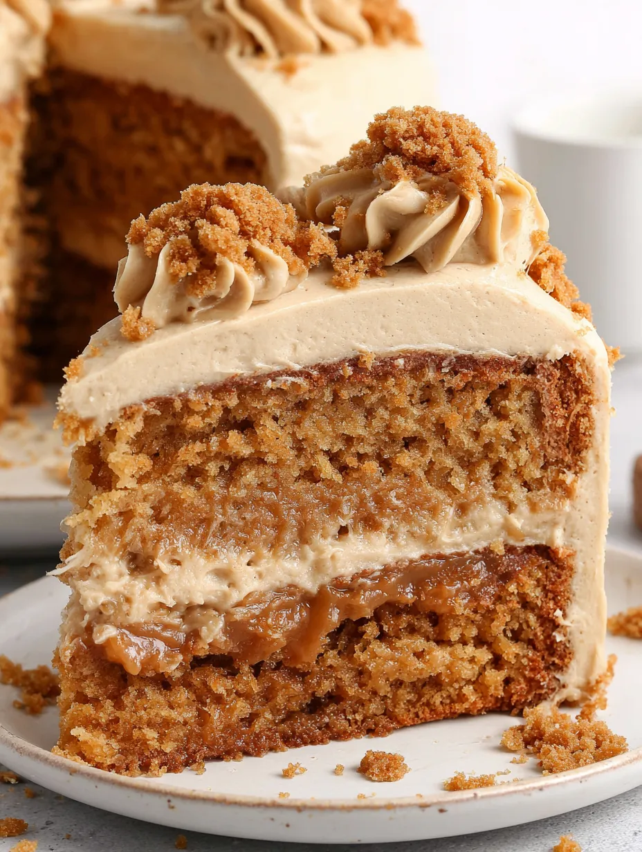 A slice of Biscoff Cookie Butter Cake.