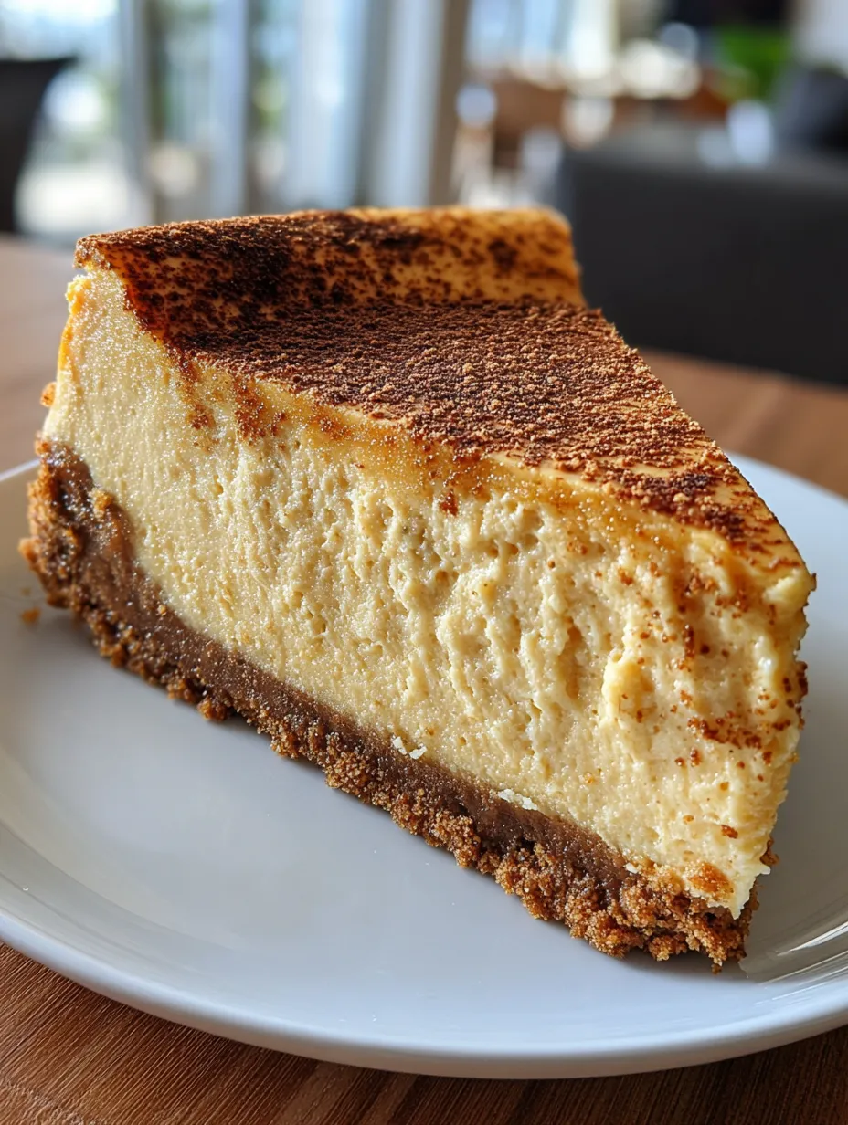 A slice of pumpkin chai spiced cheesecake.