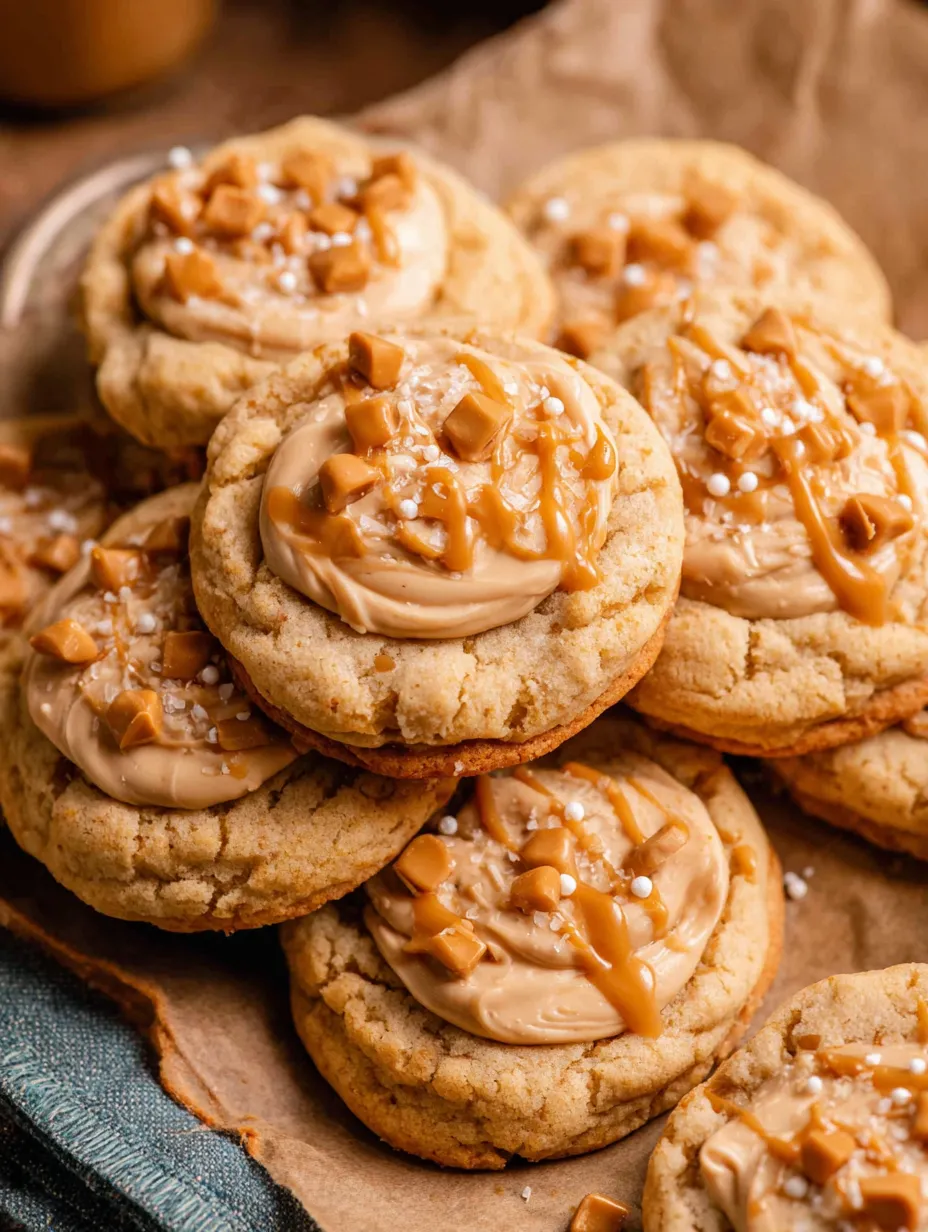 A stack of cookies with a caramel glaze.