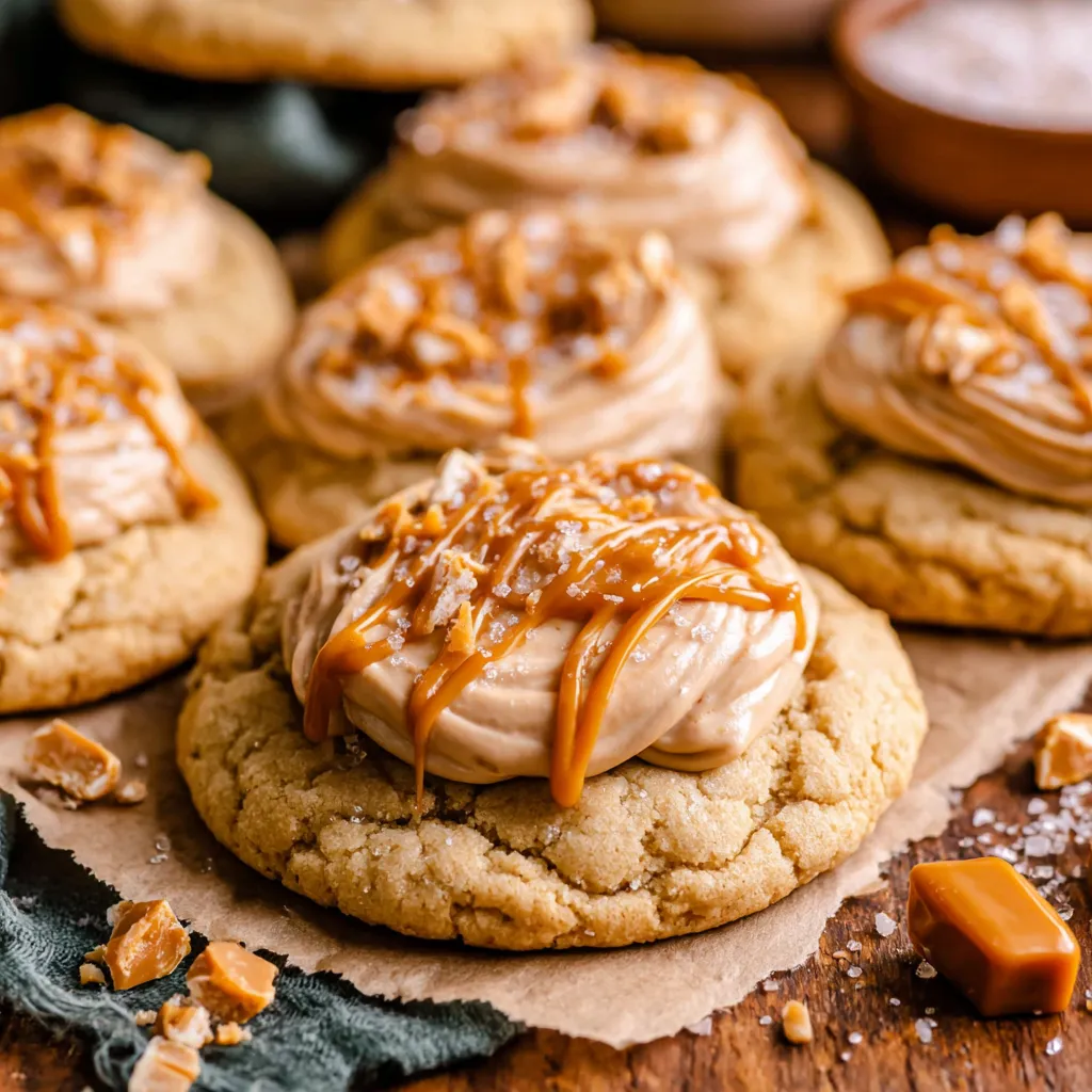 Cookies with caramel sauce and nuts.