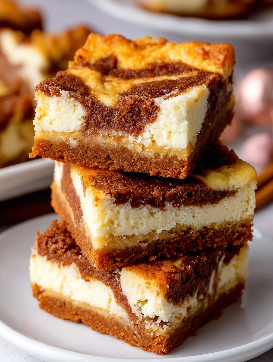 A stack of cheesecake swirl snickerdoodle bars.