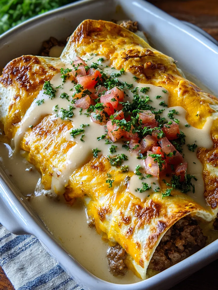 A delicious meal of Southern Breakfast Enchiladas with Sausage Gravy.