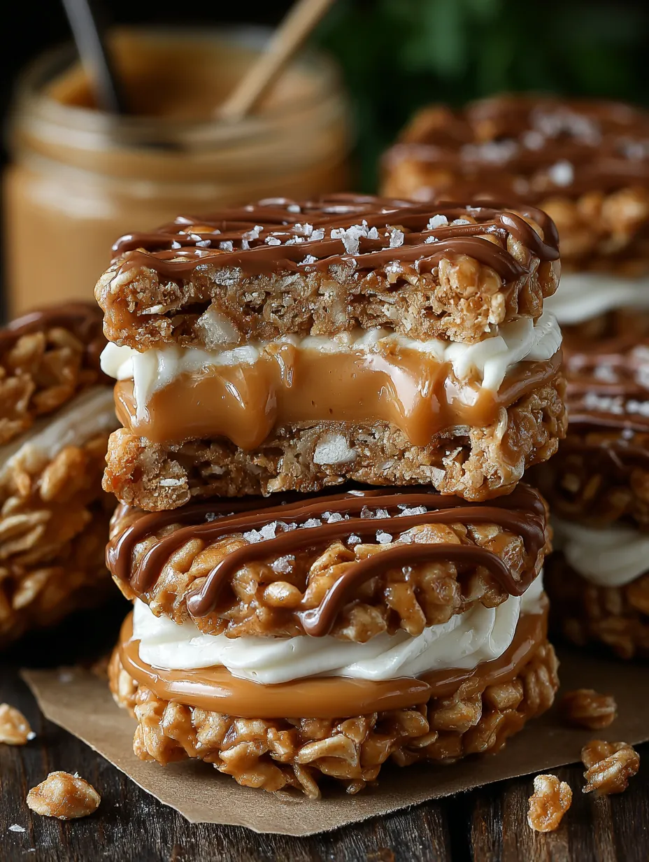 A stack of three peanut butter and oatmeal cookies.