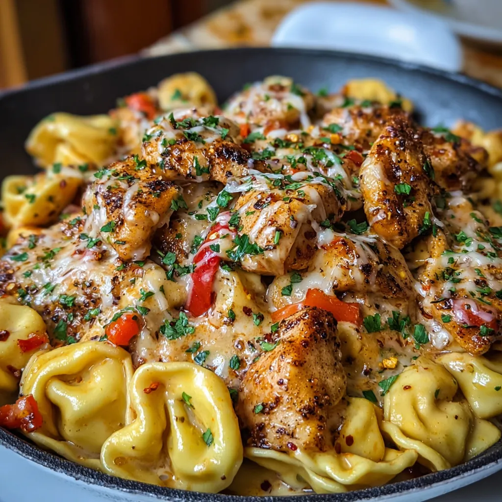 A plate of food with chicken and pasta.