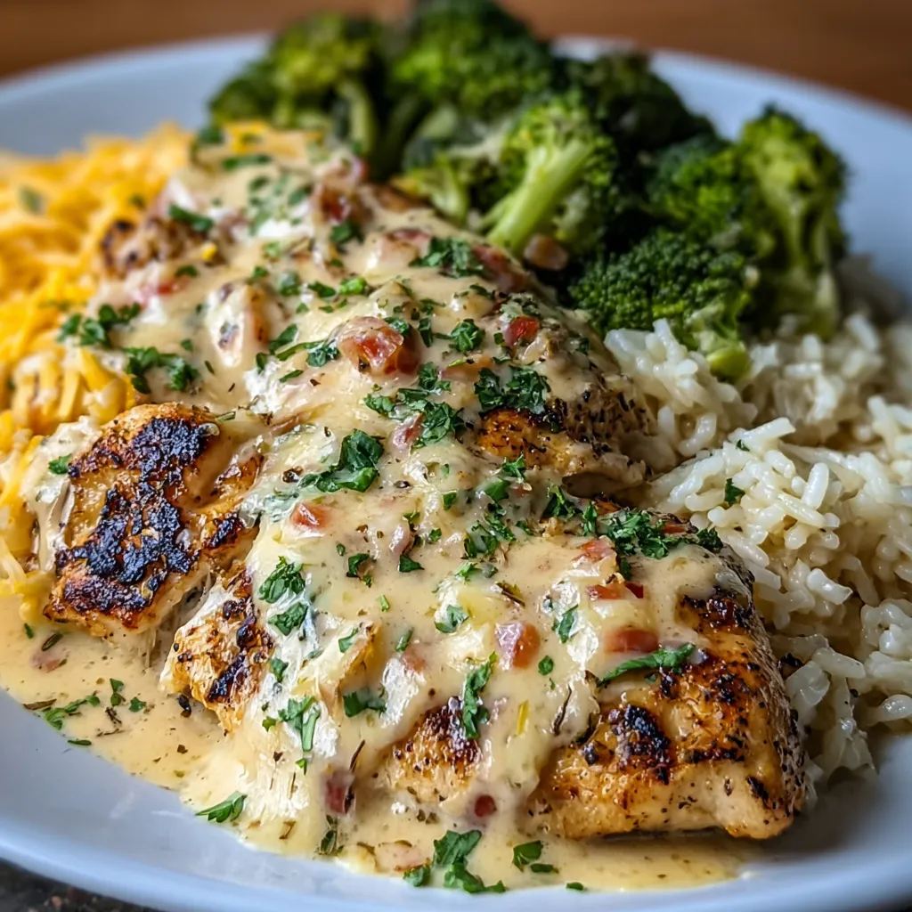 A plate of food with chicken, rice, and broccoli.