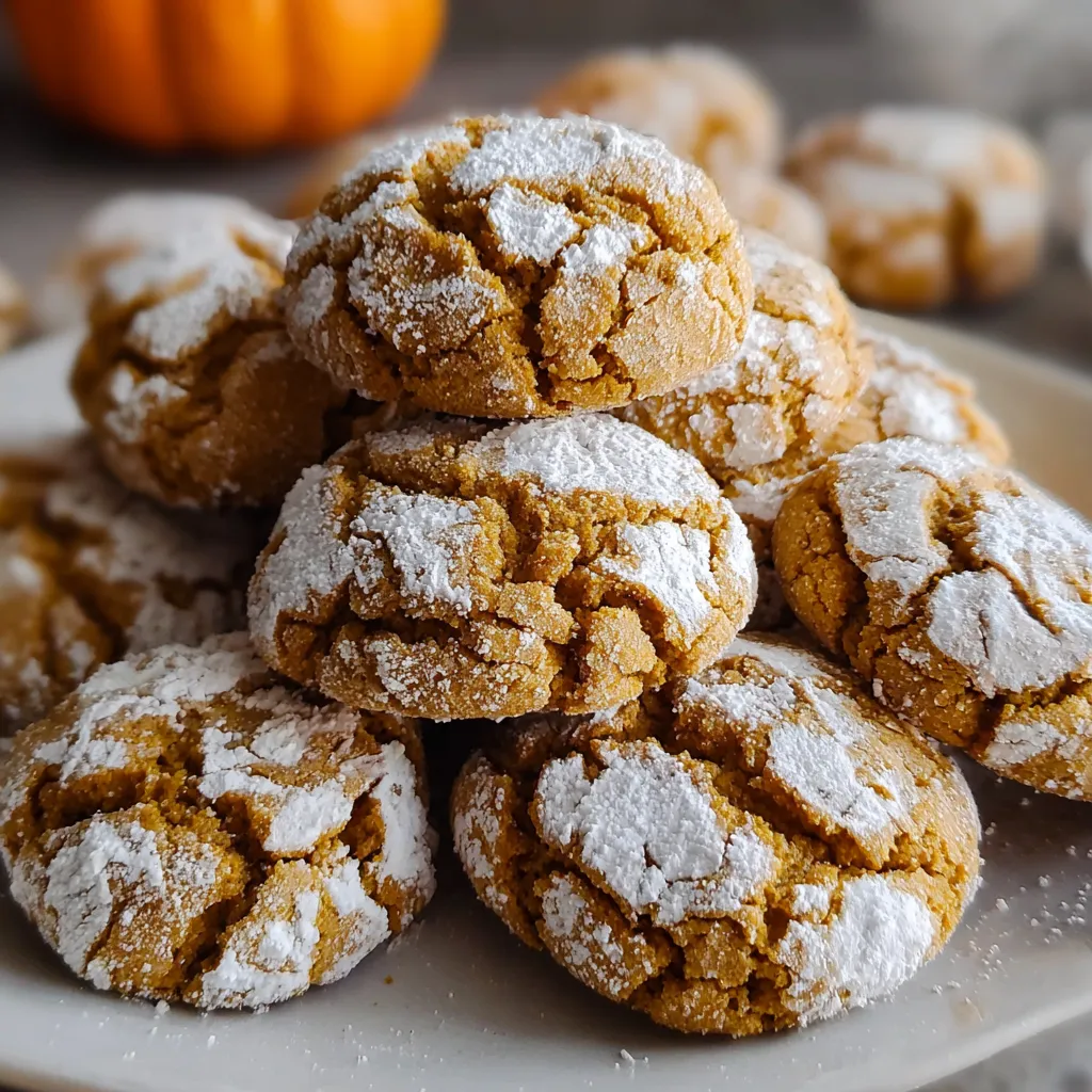 A plate of pumpkin crinkle cookies.