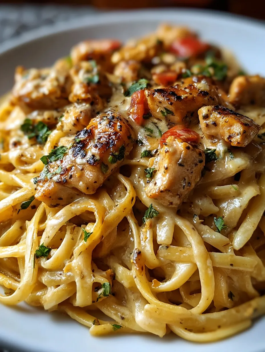 A plate of food with chicken and noodles.