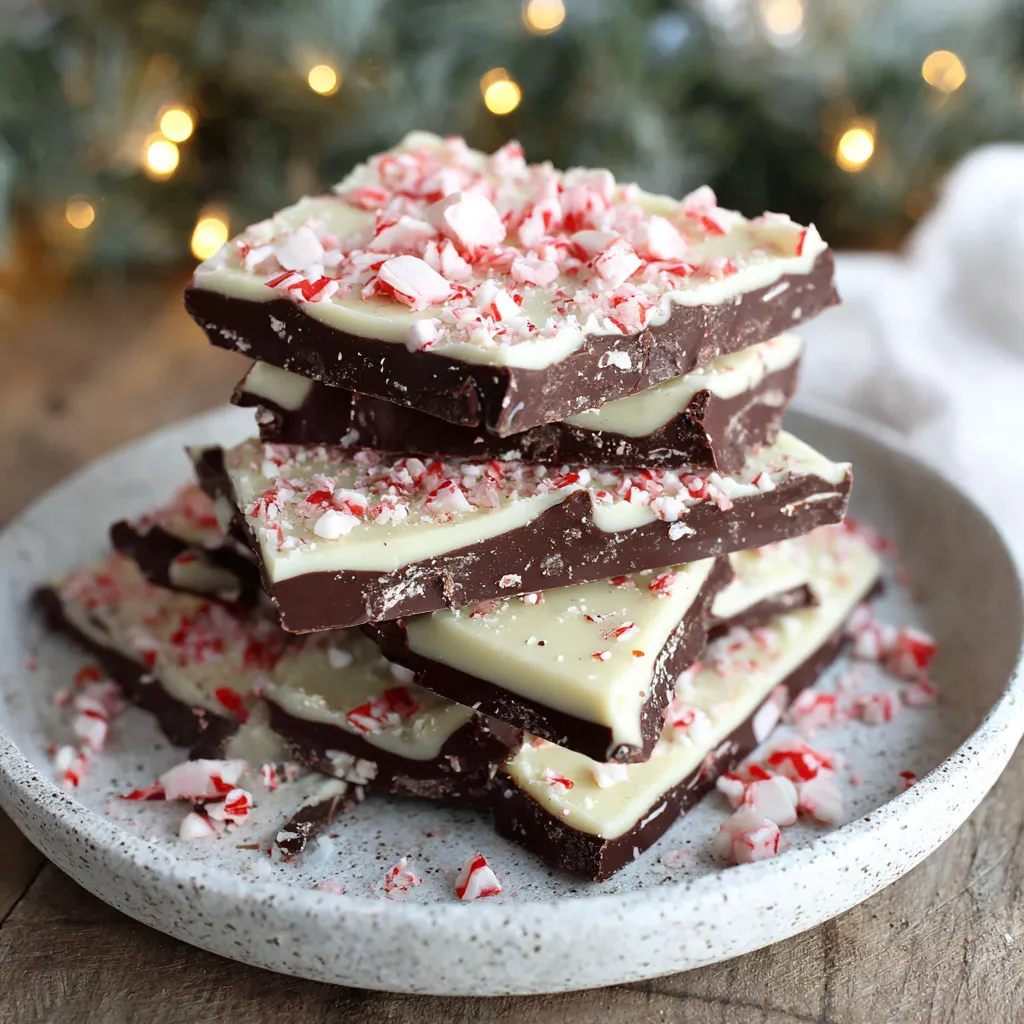 A stack of chocolate peppermint bark.