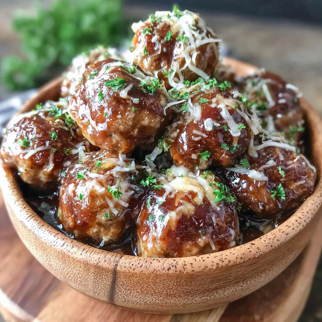 A bowl of meatballs covered in cheese.