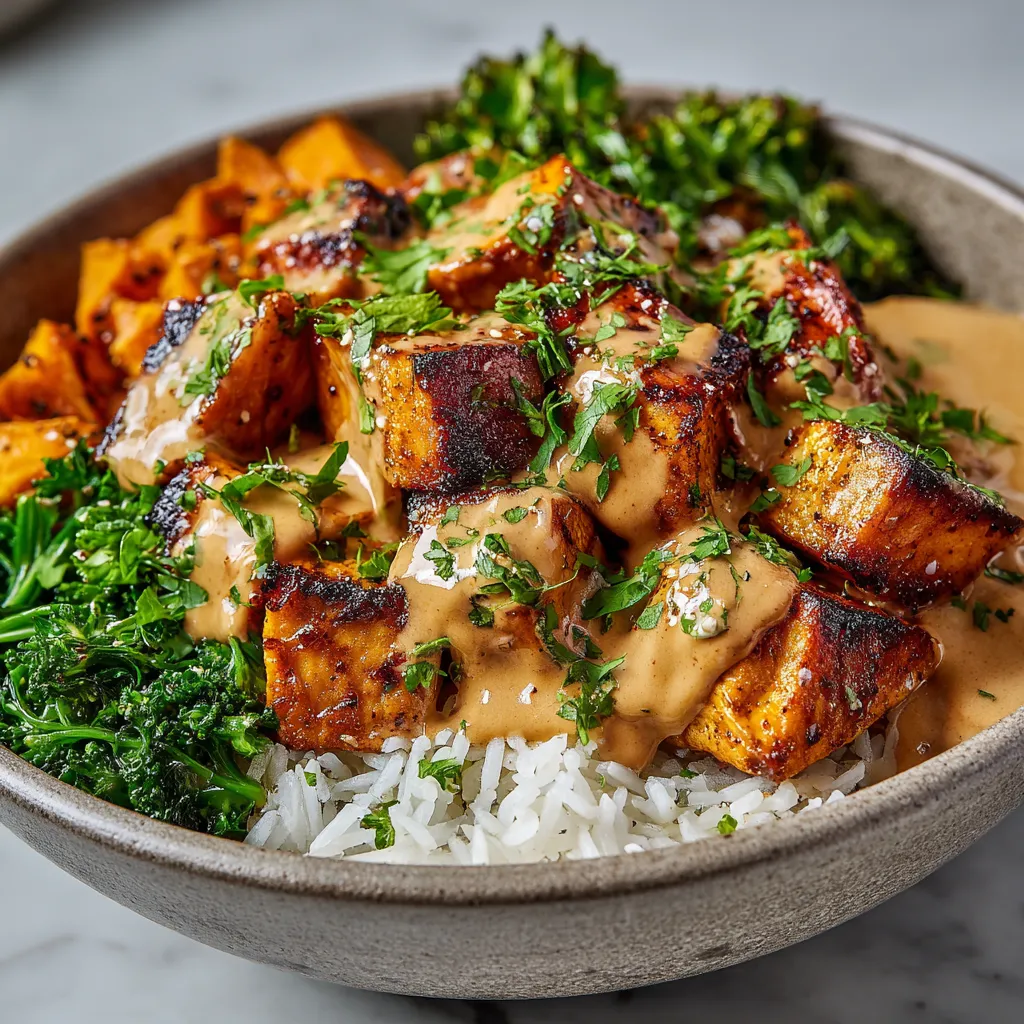 A bowl of roasted chicken and sweet potatoes.