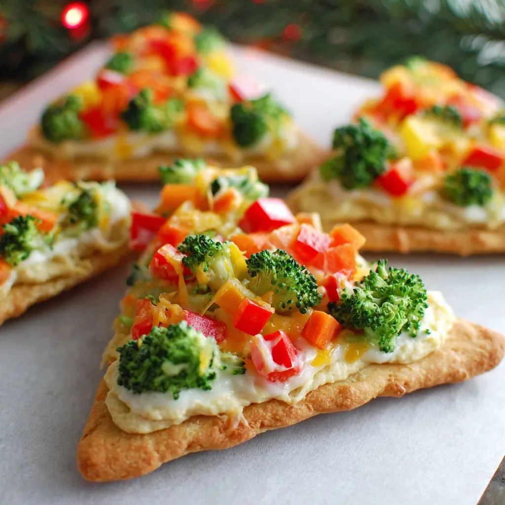 A pizza with broccoli and carrots on it.