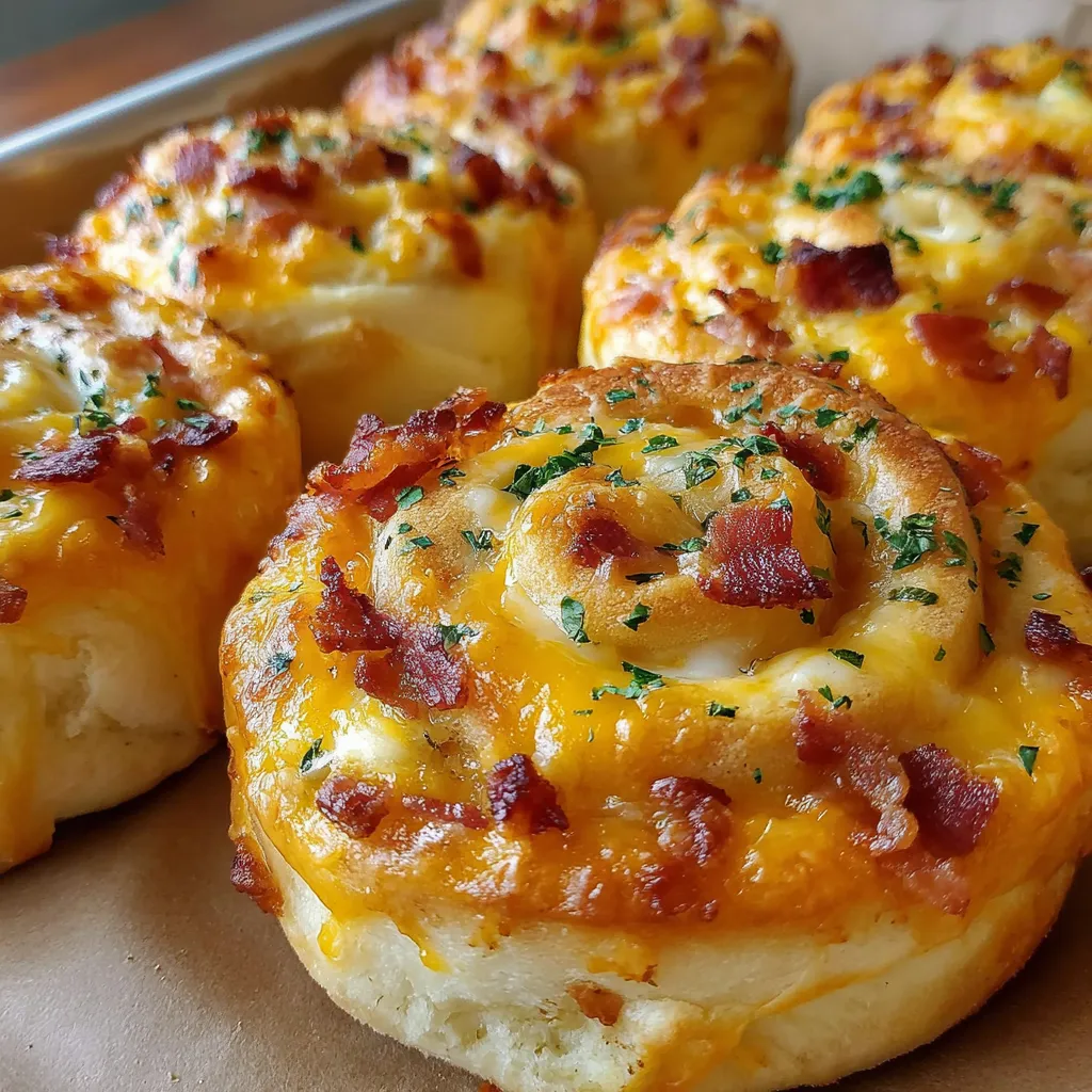 A tray of cheesy bacon rolls.