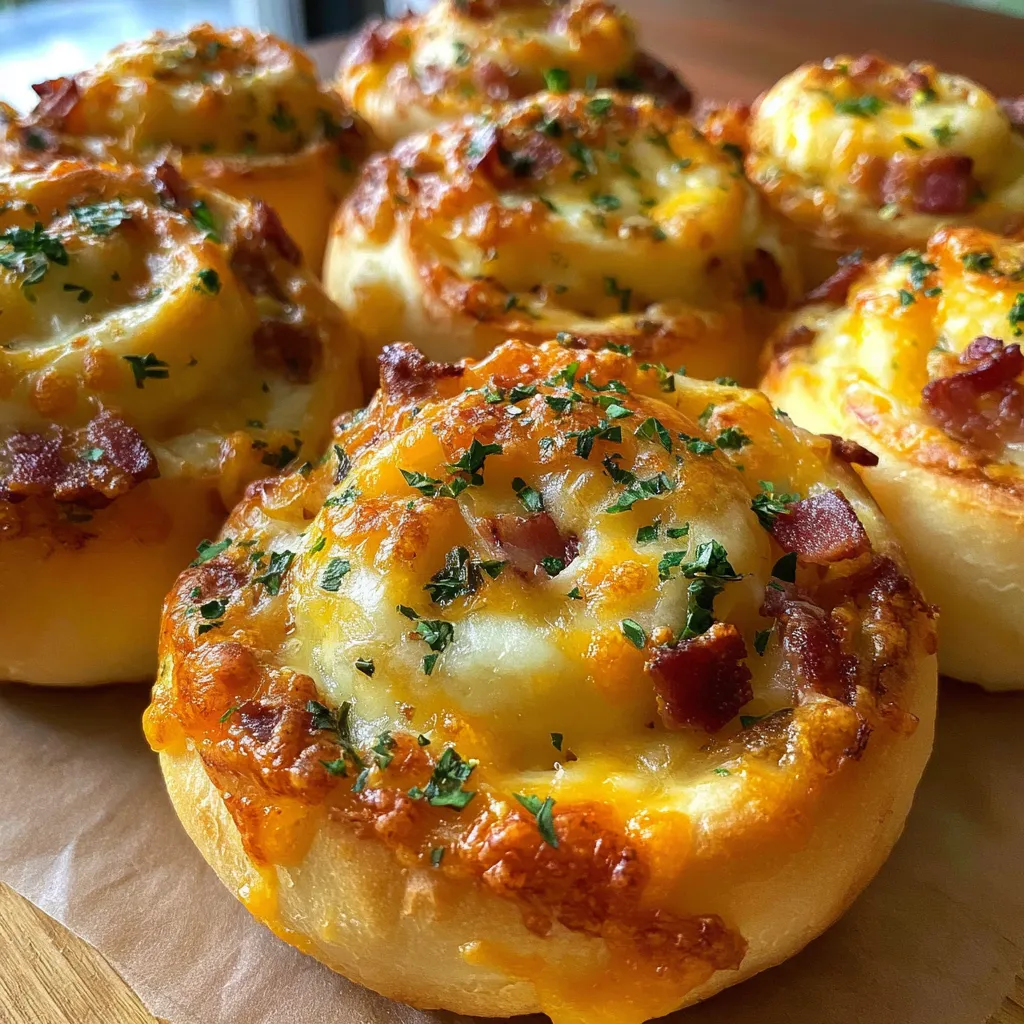 A tray of cheesy breakfast rolls.