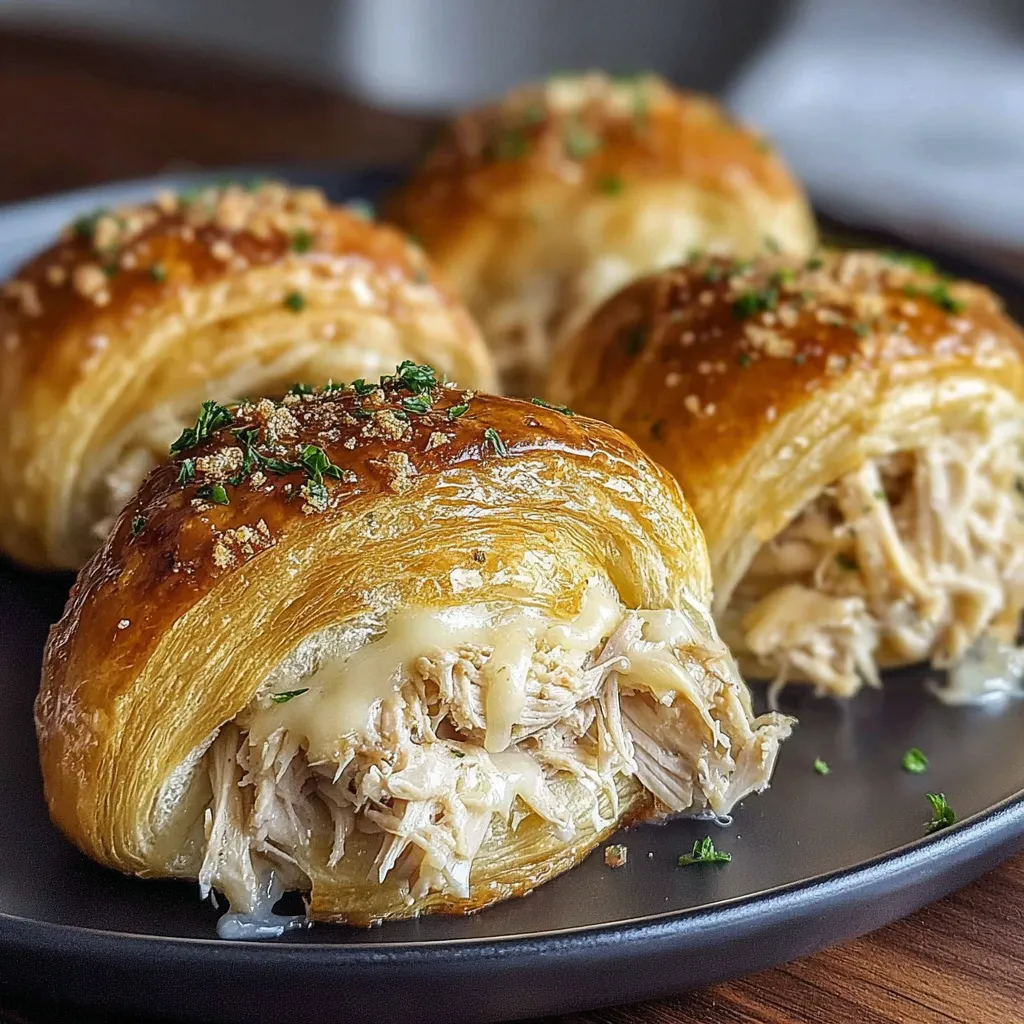 A plate of chicken stuffed crescent rolls.