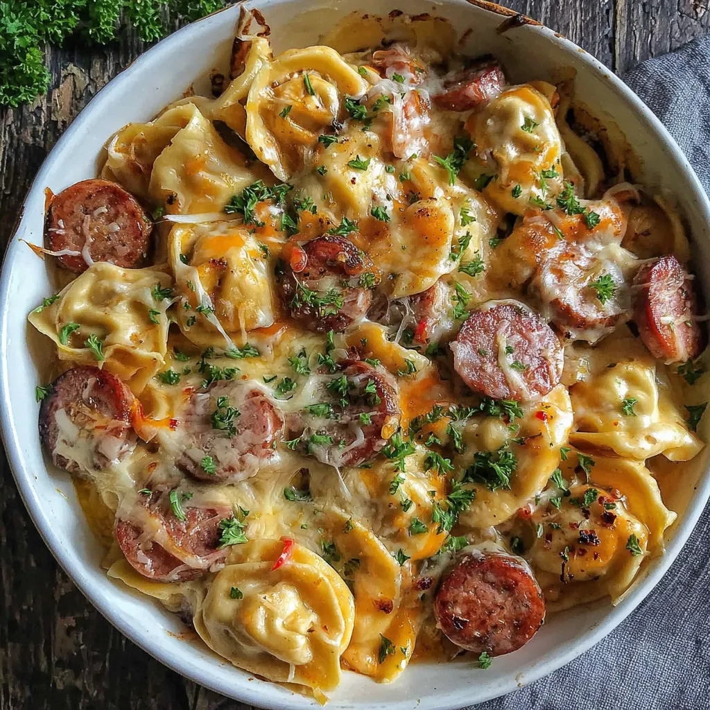 A white bowl filled with pasta and meat.