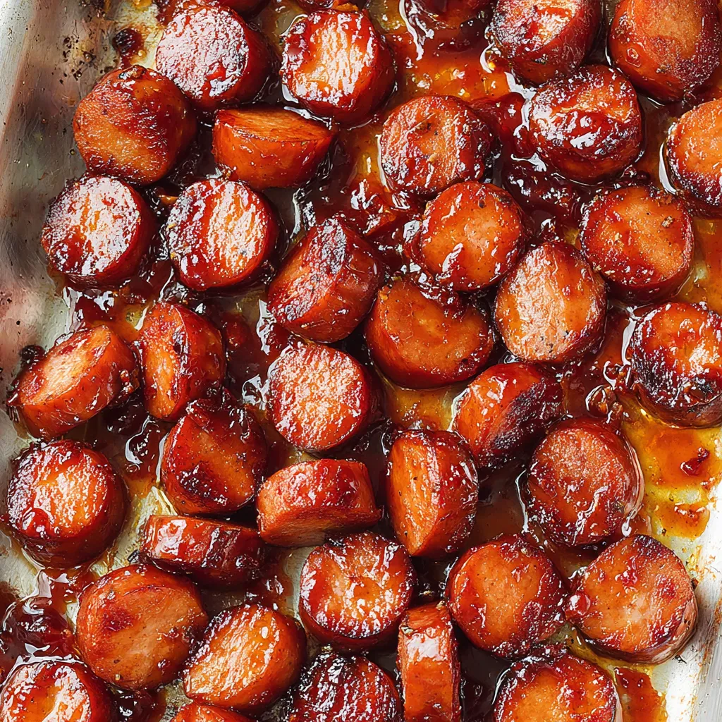 Sweet and smoky BBQ sausage bites.