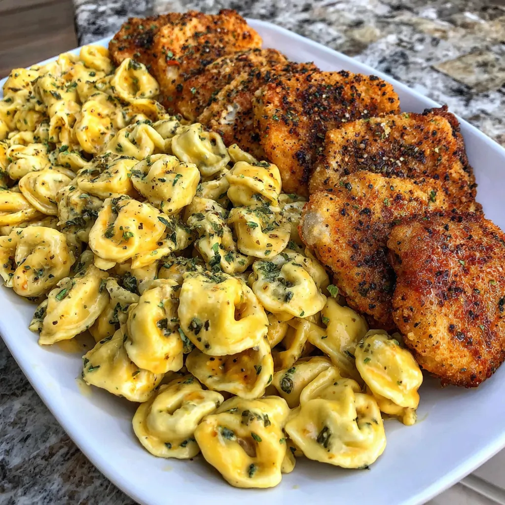 A plate of food with chicken and pasta.