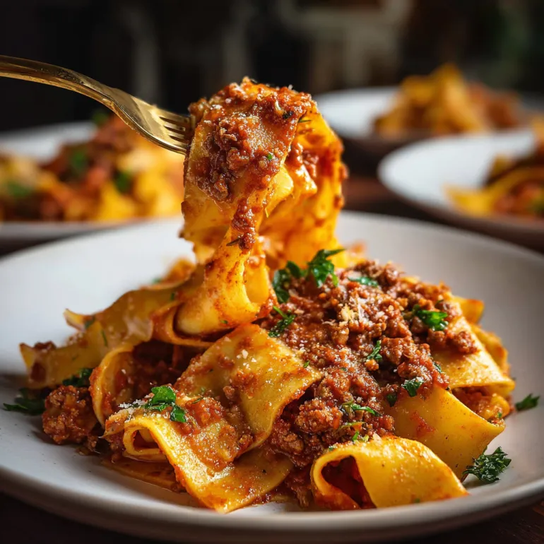 A plate of pasta with meat sauce.