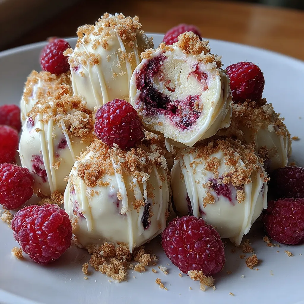 White chocolate raspberry cheesecake bites.