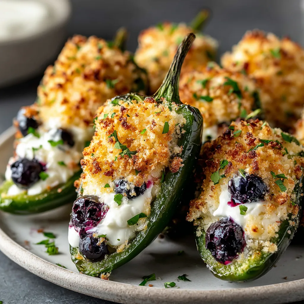 Sweet Heat Jalapeño Poppers with Brie &amp; Blueberries.