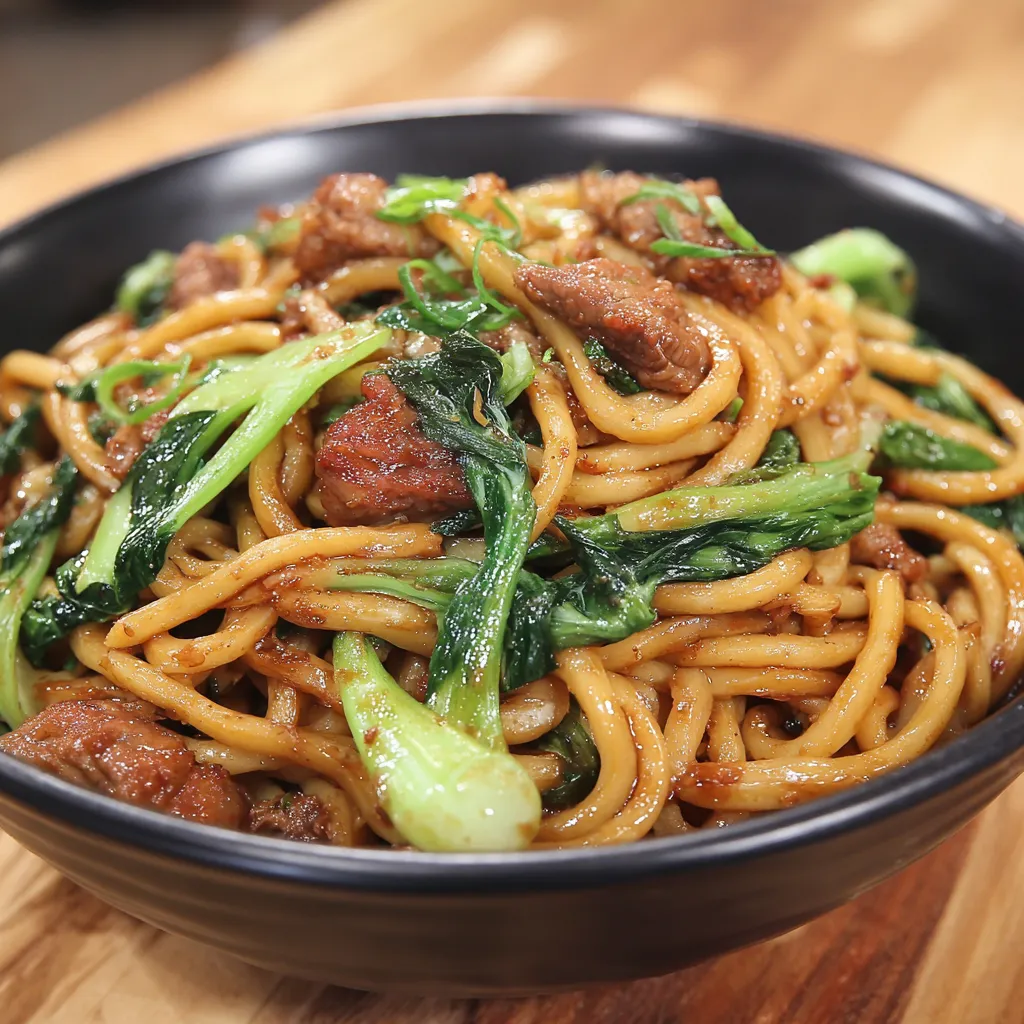A bowl of Shanghai Fried Noodles.