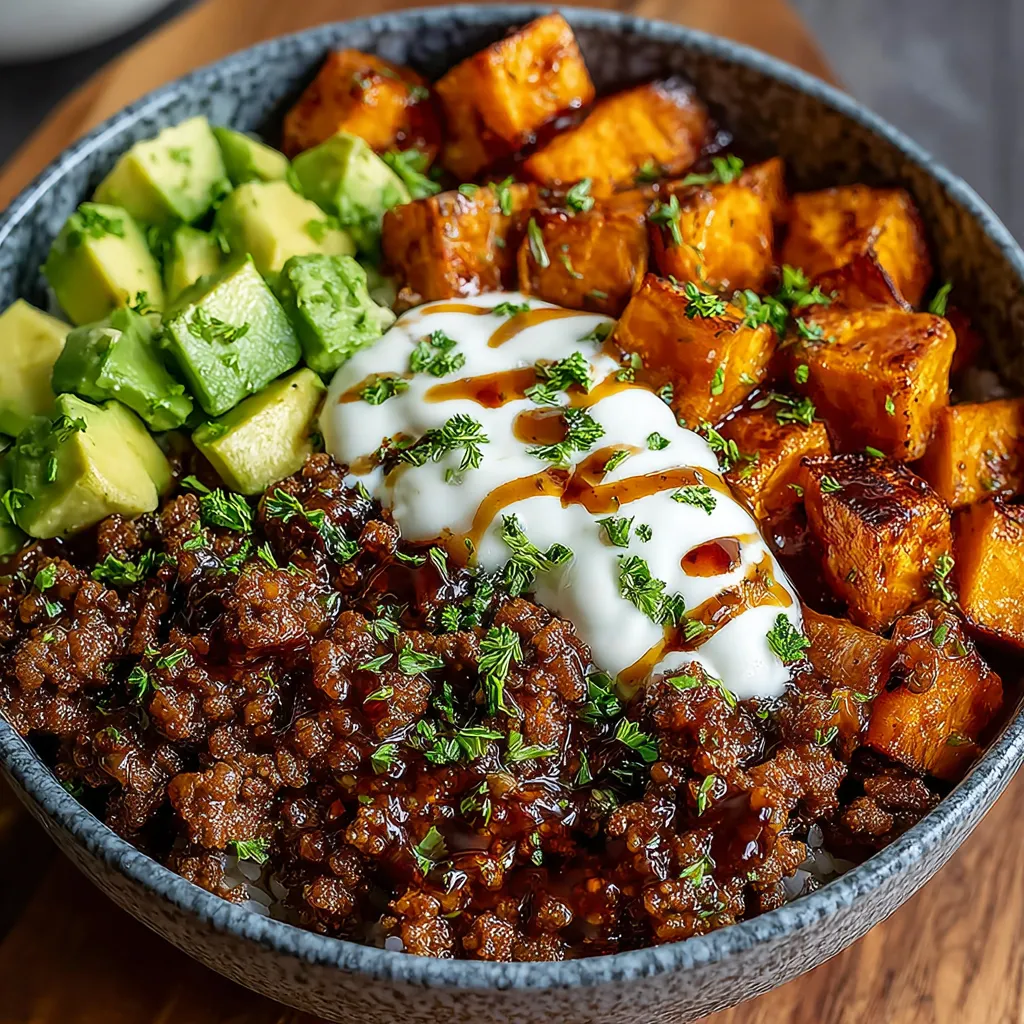 A bowl of food with a variety of ingredients.